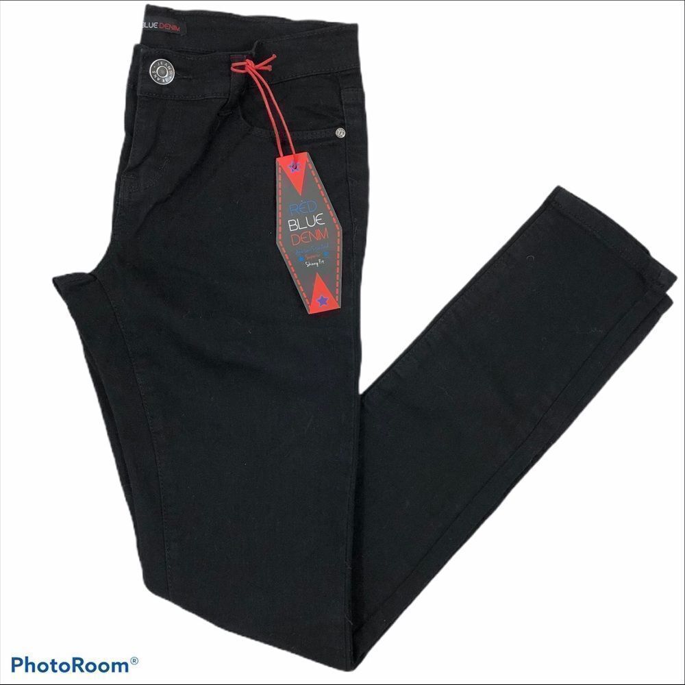 Red Blue Denim Ladies Black Skinny Jeans size 1/2
